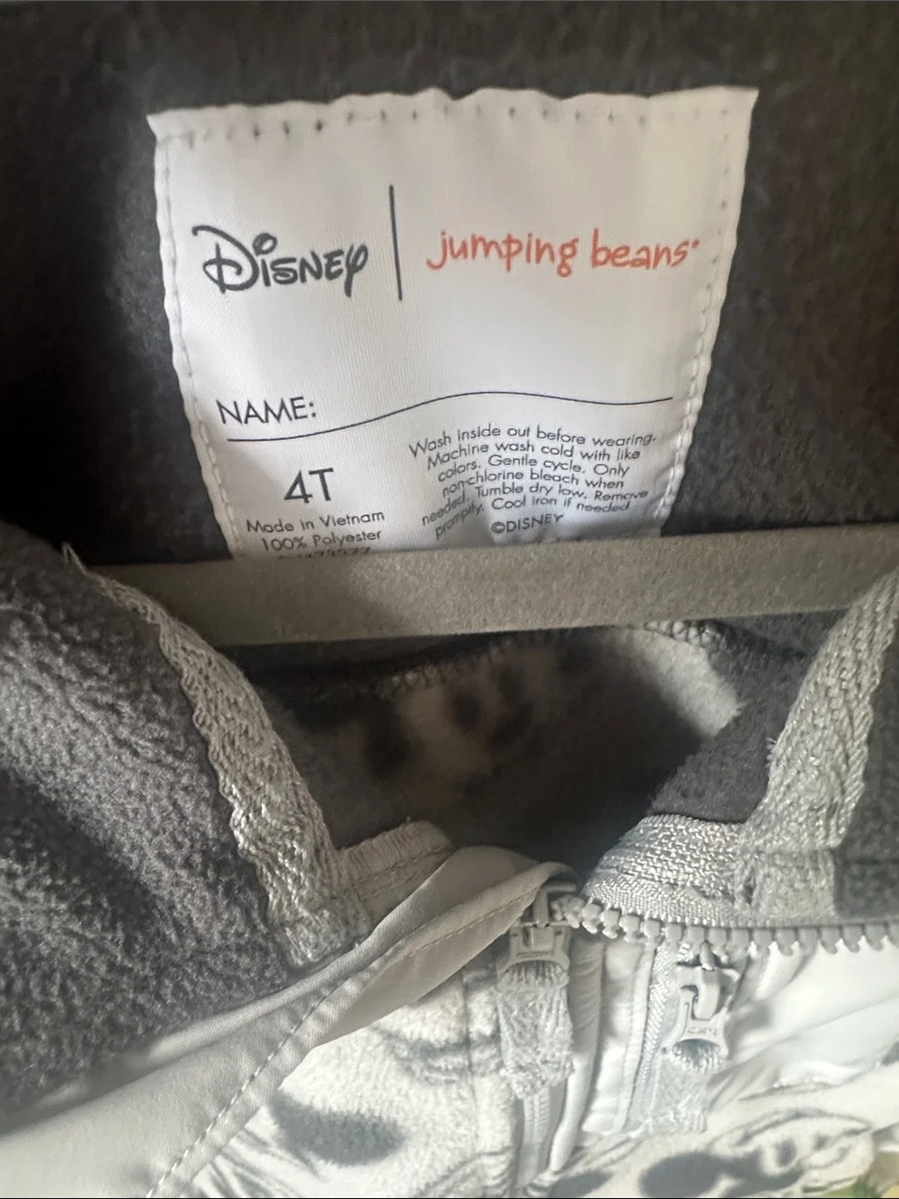 Disney Gray and Light Gray Mickey Print Fleece Jacket